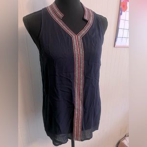 THML sleeveless blouse, navy blue size small